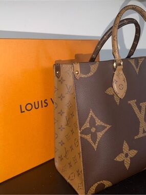 Louis Vuitton OnTheGo Tote MM Brown & Tan Monogram Large Tote
